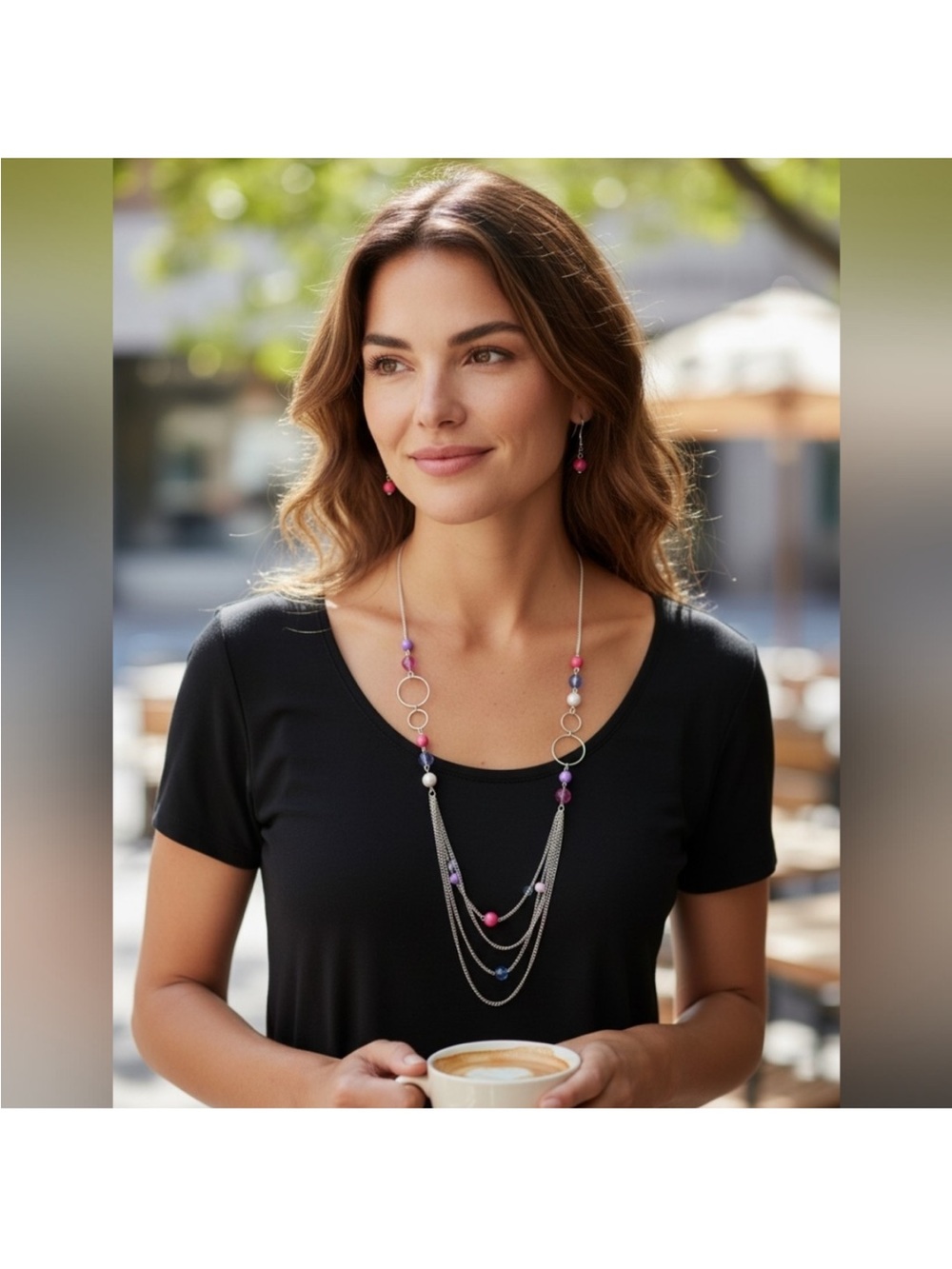 paparazzi Multicolor Beaded Link Necklace with Gold Tassels